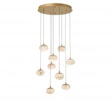 Lib & Co. CA 12121-030 - Calcolo, 9 Light Round LED Chandelier, Painted Antique Brass