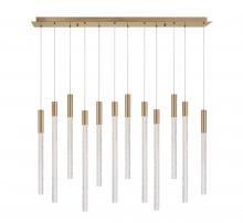 Lib & Co. CA 12275-037 - Gravina, 12 Light Rectangular LED Chandelier, Brushed Brass, Clear Crystal