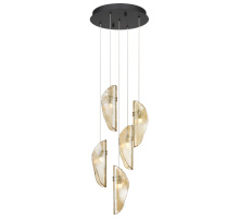 Lib & Co. CA 12407-018-02 - Sorrento 5 Light Round LED Chandelier Amber Black Canopy