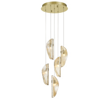 Lib & Co. CA 12407-018-07 - Sorrento 5 Light Round LED Chandelier Amber Gold Canopy
