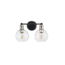 Avista Lighting A3212BKBN - Avista Ash Vanity Wall Light 2-Light Black & Brushed Nickel