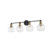Avista Lighting A3214BKAB - Avista Ash Vanity Wall Light 4-Light Black & Aged Brass