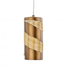 Varaluz 240M01BTR - Flow 1 Light Cylinder Mini Pendant - Baguette/Natural Rattan