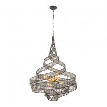 Varaluz 240P06MBFG - Flow 6 Light Twist Pendant - Matte Black/French Gold