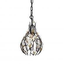Varaluz 271M01MBFG - Bask 1 Light Crystal Mini Pendant - Matte Black/French Gold