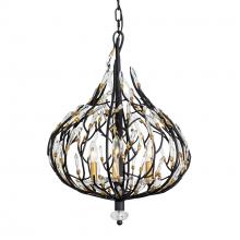 Varaluz 271P03MBFG - Bask 3 Light Crystal Pendant - Matte Black/French Gold