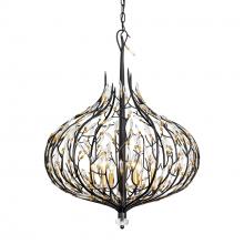 Varaluz 271P06MBFG - Bask 6 Light Crystal Pendant - Matte Black/French Gold