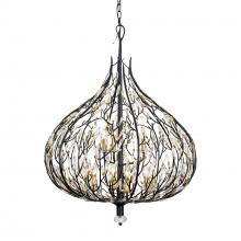 Varaluz 271P09MBFG - Bask 9 Light Crystal Pendant - Matte Black/French Gold