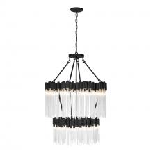 Varaluz 309C14MBFG - Matrix 14 Light 2-Tier Chandelier - Matte Black/French Gold