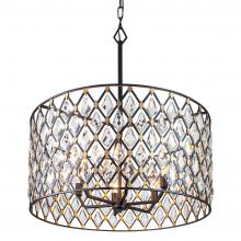 Varaluz 345P06CBHG - Windsor 6 Light Crystal Pendant - Carbon/Havana Gold