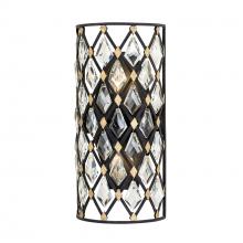 Varaluz 345W02SCBHG - Windsor 2 Light Crystal Sconce - Carbon/Havana Gold