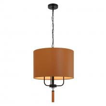 Varaluz 368P03BLC - Secret Agent 3 Light Pendant - Black/Camel Leather