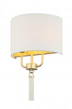 Varaluz 368W02GOW - Secret Agent 2 Light Sconce - Painted Gold/White Leather