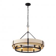 Varaluz 389P06MBHN - Blonde Moment 6 Light   Pendant - Matte Black/Honey/Medium Oak