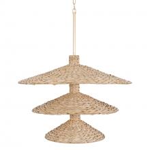 Varaluz 502P15FGN - Hilton Head 15 Light 3-Tier Pendant - French Gold/Natural Seagrass
