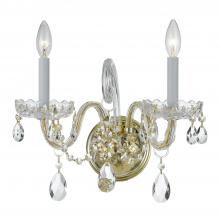 Crystorama 1032-PB-CL-MWP - Traditional Crystal 15'' Hand Cut Crystal Polished Brass Sconce