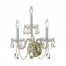 Crystorama 1033-PB-CL-MWP - Traditional Crystal 15'' Hand Cut Crystal Polished Brass Sconce