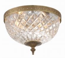 Crystorama 117-10-OB - Radley 10'' Olde Brass Faceted Cut Glass Bowl Flush Mount