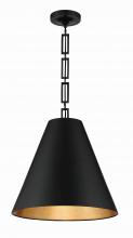 Crystorama 8687-MK-GA - Brian Patrick Flynn Alston 18'' Matte Black + Antique Gold Pendant