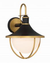 Crystorama ATL-702-MK-TG - Atlas 13.5'' Matte Black + Textured Gold Outdoor Sconce