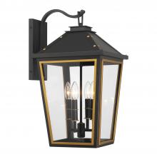 Crystorama HAW-603-MK-TG - Hawkins 12'' Matte Black + Textured Gold Outdoor Sconce