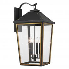 Crystorama HAW-604-MK-TG - Hawkins 15'' Matte Black + Textured Gold Outdoor Sconce