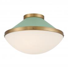 Crystorama XAN-8002-VG-GR - Xander 16.25'' Vibrant Gold + Green Flush Mount