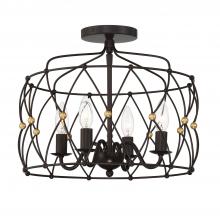 Crystorama ZUC-A9030-EB-GA_CEILING - Zucca 16.5'' English Bronze + Antique Gold Semi Flush Mount