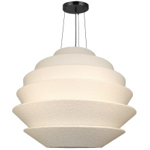 Dainolite DAL-3224P-MB - 9 Light Incandescent Matte Black Pendant with White Boucle Fabric Shade