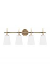 Generation Lighting 4440404-848 - Driscoll contemporary 4-light indoor dimmable bath vanity wall sconce in satin brass gold finish wit