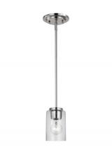 Generation Lighting 61170-962 - Oslo indoor dimmable 1-light mini pendant in a brushed nickel finish with a clear seeded glass shade
