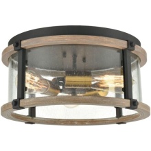 Gerrie Lighting Studio Items 47285/3 - Geringer 3 Light 15 inch Charcoal with Beechwood and Burnished Brass Flush Mount Ceiling Light