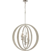 Gerrie Lighting Studio Items 82067/6 - Retro Rings 6 Light 26 inch Sandy Beechwood with Polished Nickel Chandelier Ceiling Light
