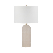 Renwil LPT1263 - Ixia 25" Tall Plated Antique Brushed Brass Iron Table Lamp with Drum Linen Shade