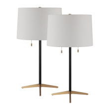 Renwil LPT1265-SET2 - Orono 25" Tall Matte Black Iron Table Lamp with Tapered Linen Shade (Set of 2)