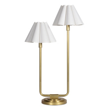 Regina Andrew 13-1691NB-WT - Regina Andrew Polly Double Arm Table Lamp (Natural Brass with Linen Scalloped Shade)