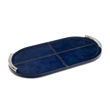 Regina Andrew 20-1690BL - Regina Andrew Hayes Leather Tray Oval (Blue)