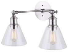 Canarm IVL628A02BN - LARKEN, IVL628A02BN -G-, 2 Lt Vanity, Clear Glass, 100W Type A, Easy Connect Included