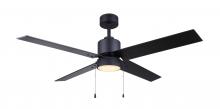 Canarm CF52TAT4BK-ES - TATE 52 in. Indoor Matte Black Standard Ceiling Fan with Soft White Integrated LED