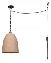 Canarm IPL2113B01BKR - MALMO 60-Watt 1 Light Plug-In Corded Pendant with Casual Rope Shade