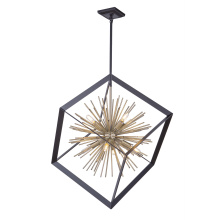 Artcraft AC11440 - Sunburst  8-Light Chandelier, Black & Brass