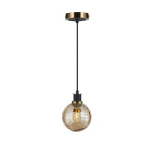 Artcraft AC11870AM - Gem Collection 1-Light Pendant with Amber Glass Black and Brushed Brass