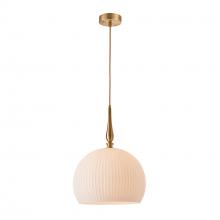 Artcraft AC12110BR - Kate 1 Light Pendant 10", Brushed Brass with Ribbed Glassware