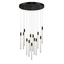 Artcraft AC12143BK - Celine 13 Light Integrated LED Chandelier, Black with Laser Lined Glass Rods