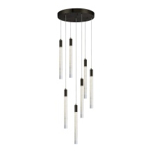 Artcraft AC12147BK - Celine 7 Light Integrated LED Chandelier, Black with Laser Lined Glass Rods