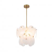 Artcraft AC12210BR - Lily 4 Light Pendant, Brushed Brass with Wispy White Murano Style Glass