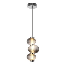 Artcraft AC7800CH - Ariel Integrated LED Pendant 13.5", Chrome with Ribbed Smoke Ombre Glassware
