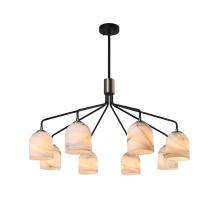 Artcraft SC13378BB - Crema 8 Light Chandelier 34.25", Black, Brushed Brass with Alabaster style glass