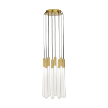 Visual Comfort & Co. Modern Collection 700TRSPPYLC8RNB-LED930 - Sean Lavin Pylon 8-light dimmable LED crystal light chandelier with natural brass finish