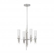 Alora Lighting CH335418PNCR - Torres 18-in Polished Nickel/Ribbed Glass 4 Lights Chandeliers